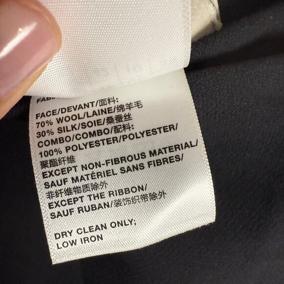 Lafayette 148 New York Black Wool Silk A-Line Asymmetric Button Mini Skirt Sz 6 - Picture 8 of 9